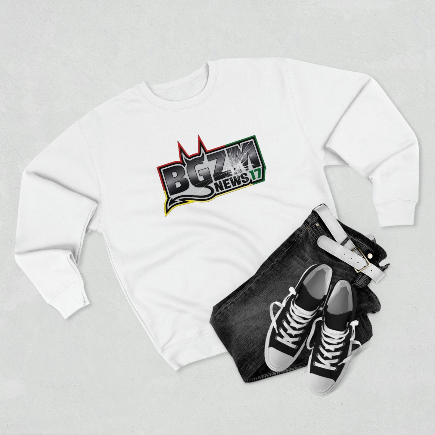Unisex BGZM NEWS 17 SHOT LOGO Premium Crewneck Sweatshirt