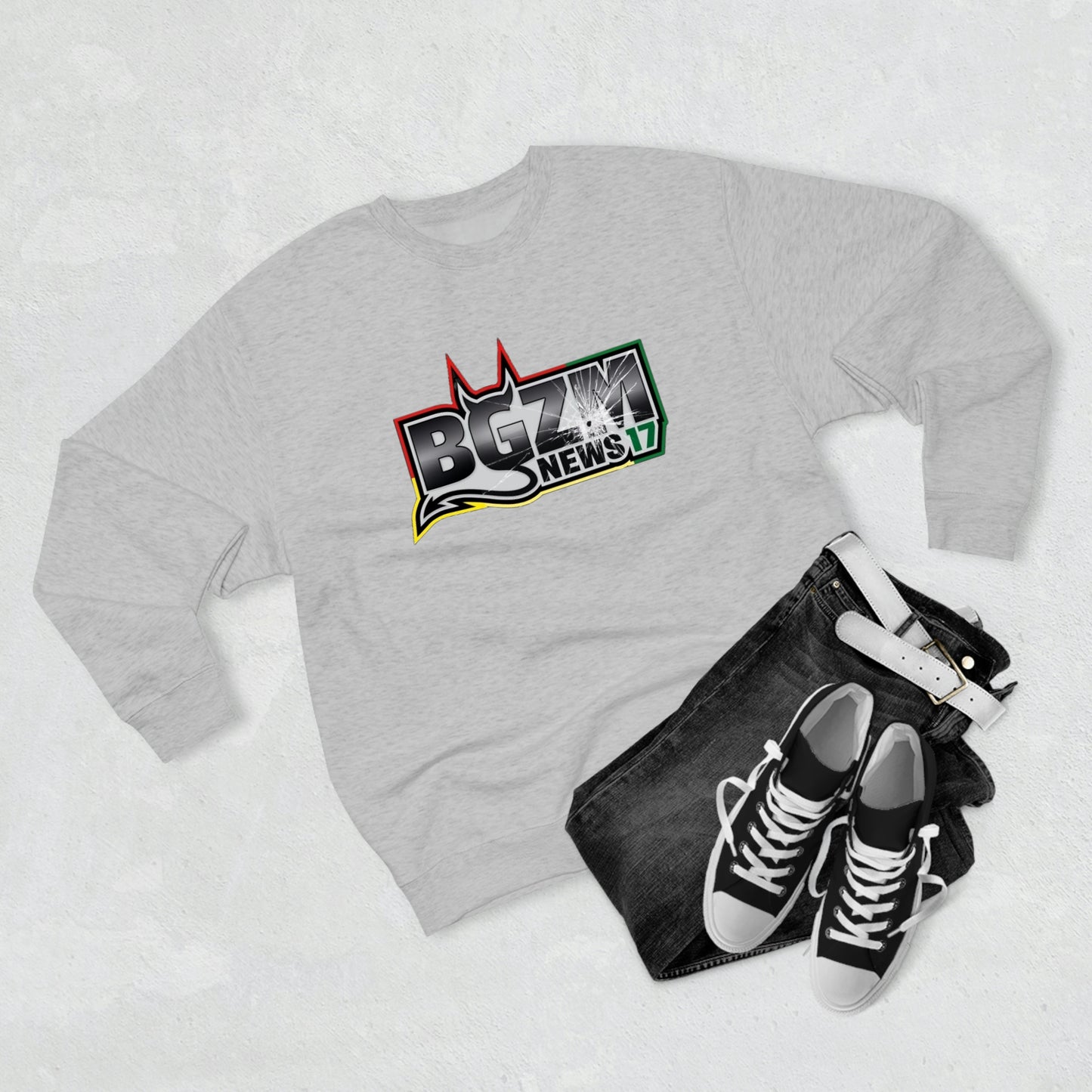 Unisex BGZM NEWS 17 SHOT LOGO Premium Crewneck Sweatshirt