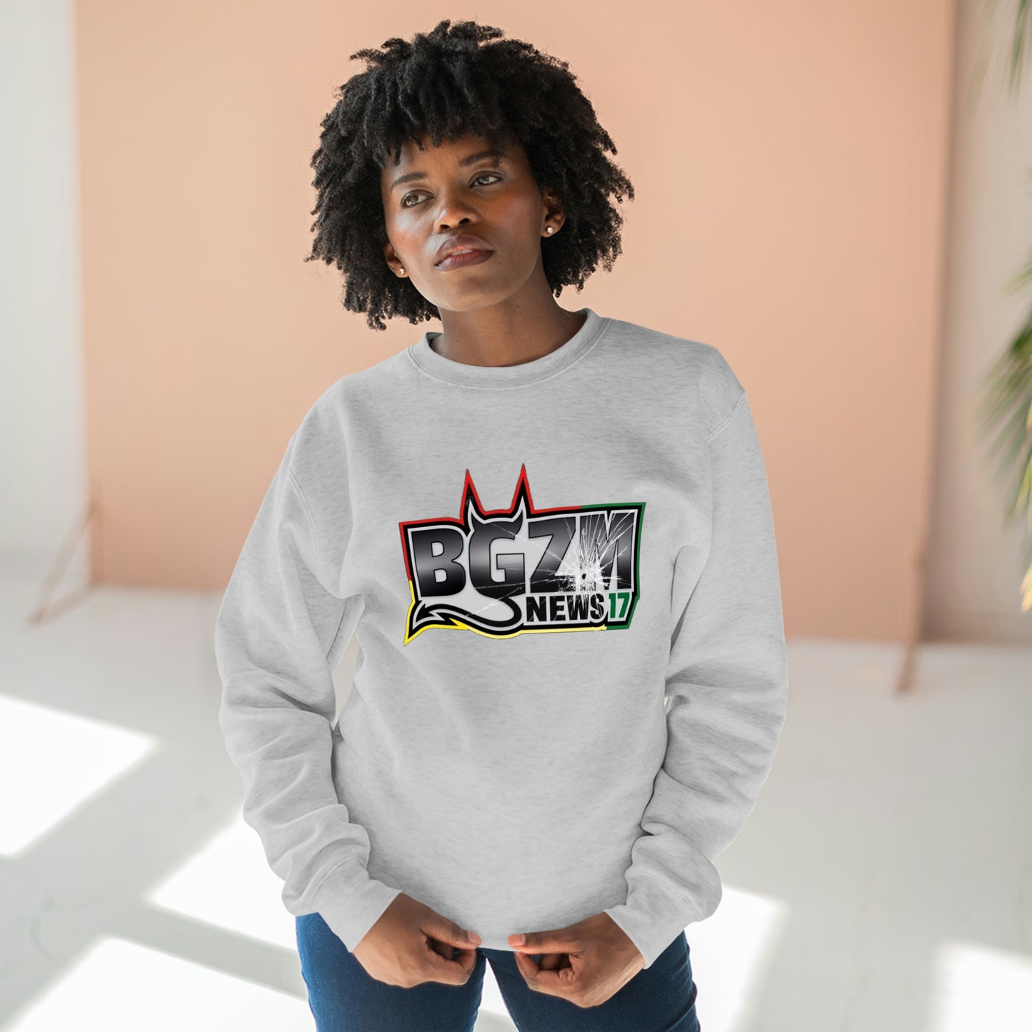 Unisex BGZM NEWS 17 SHOT LOGO Premium Crewneck Sweatshirt