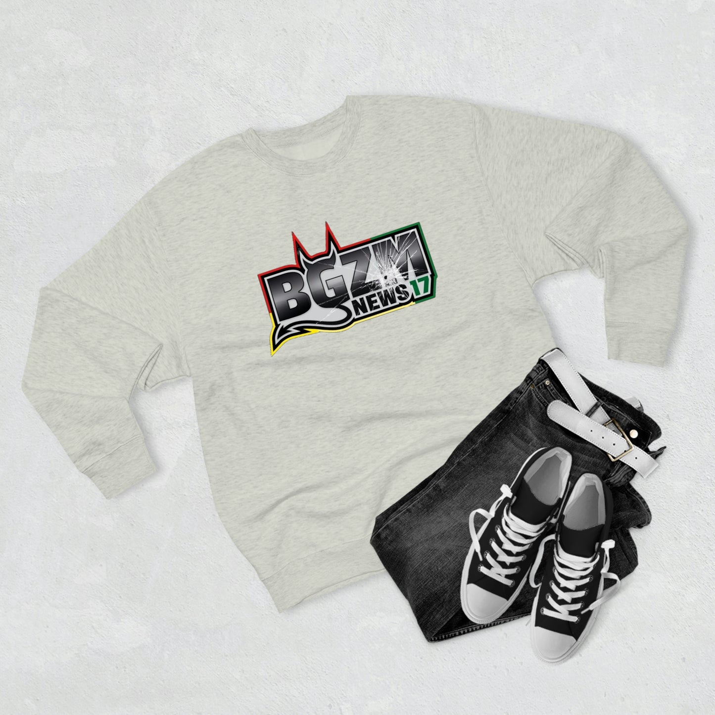 Unisex BGZM NEWS 17 SHOT LOGO Premium Crewneck Sweatshirt