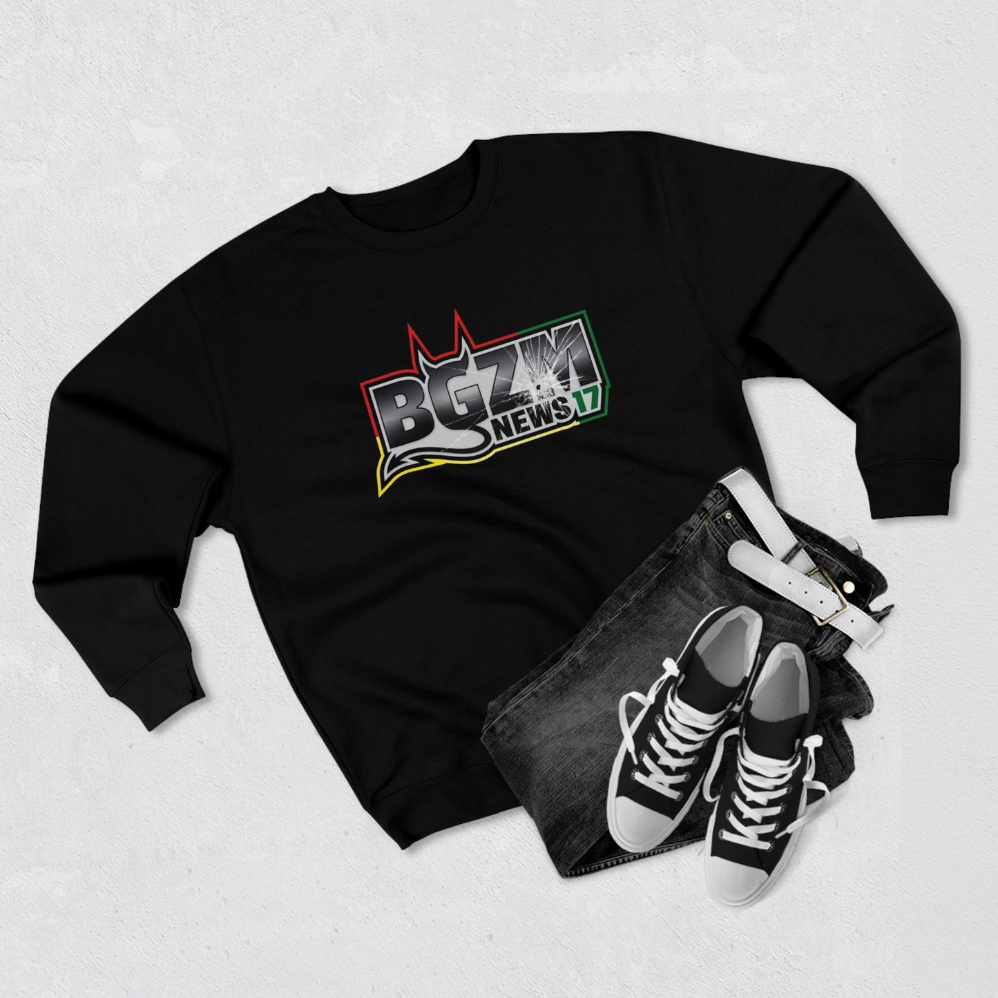 Unisex BGZM NEWS 17 SHOT LOGO Premium Crewneck Sweatshirt