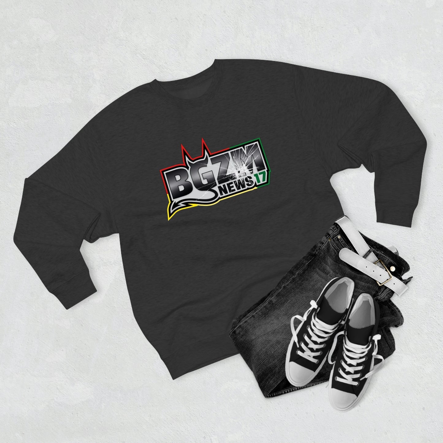 Unisex BGZM NEWS 17 SHOT LOGO Premium Crewneck Sweatshirt